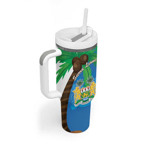 Personalised Afro Sierra Leone Tumbler With Handle Coat Of Arms With Flag Map