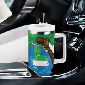 Personalised Afro Sierra Leone Tumbler With Handle Coat Of Arms With Flag Map