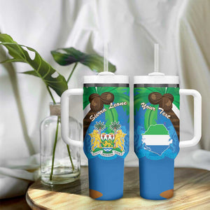 Personalised Afro Sierra Leone Tumbler With Handle Coat Of Arms With Flag Map