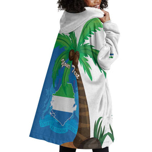 Personalised Afro Sierra Leone Wearable Blanket Hoodie Coat Of Arms With Flag Map