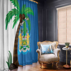 Personalised Afro Sierra Leone Window Curtain Coat Of Arms With Flag Map