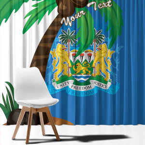 Personalised Afro Sierra Leone Window Curtain Coat Of Arms With Flag Map