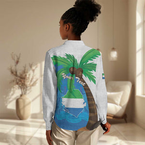 Personalised Afro Sierra Leone Women Casual Shirt Coat Of Arms With Flag Map