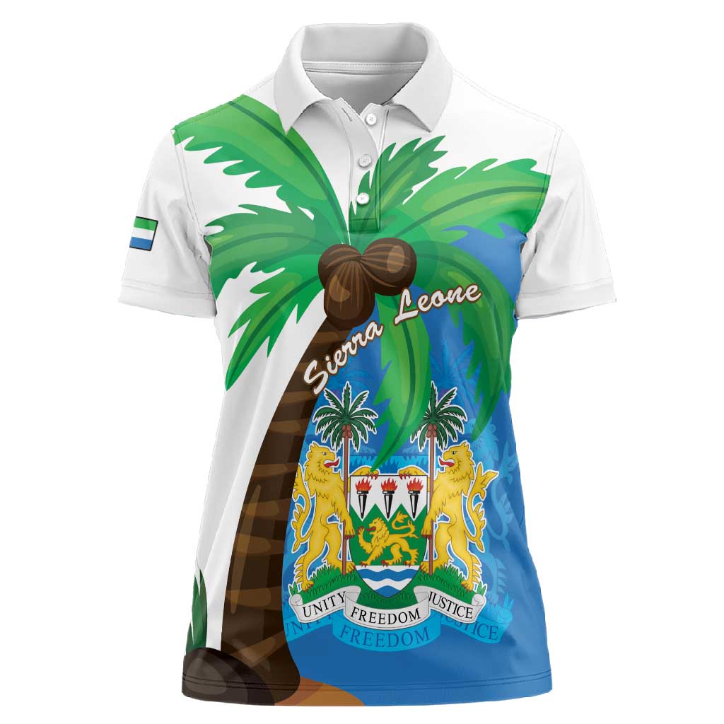 Personalised Afro Sierra Leone Women Polo Shirt Coat Of Arms With Flag Map