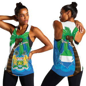 Personalised Afro Sierra Leone Women Racerback Tank Coat Of Arms With Flag Map