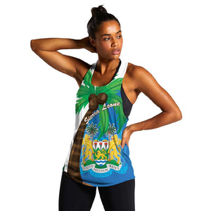 Personalised Afro Sierra Leone Women Racerback Tank Coat Of Arms With Flag Map