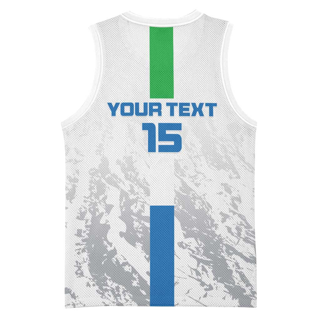 Custom Sierra Leone Football Basketball Jersey Grunge Style LT15