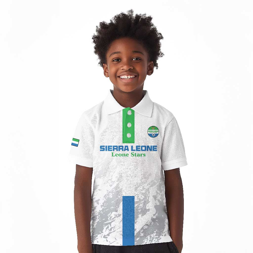 Custom Sierra Leone Football Kid Polo Shirt Grunge Style