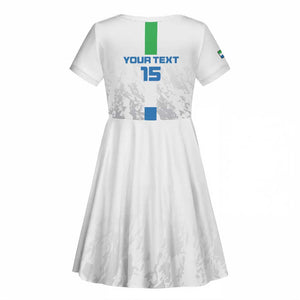 Custom Sierra Leone Football Kid Short Sleeve Dress Grunge Style