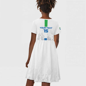 Custom Sierra Leone Football Kid Short Sleeve Dress Grunge Style