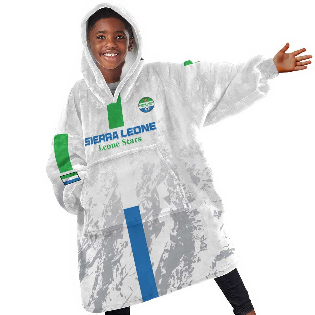 Custom Sierra Leone Football Kid Wearable Blanket Hoodie Grunge Style