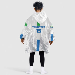 Custom Sierra Leone Football Kid Wearable Blanket Hoodie Grunge Style