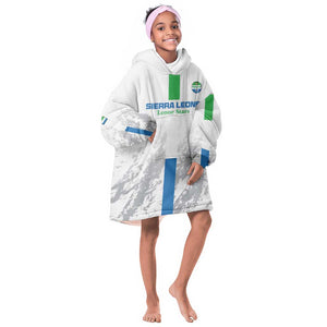 Custom Sierra Leone Football Kid Wearable Blanket Hoodie Grunge Style