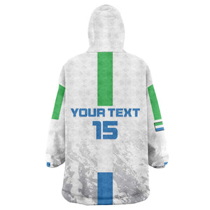 Custom Sierra Leone Football Kid Wearable Blanket Hoodie Grunge Style