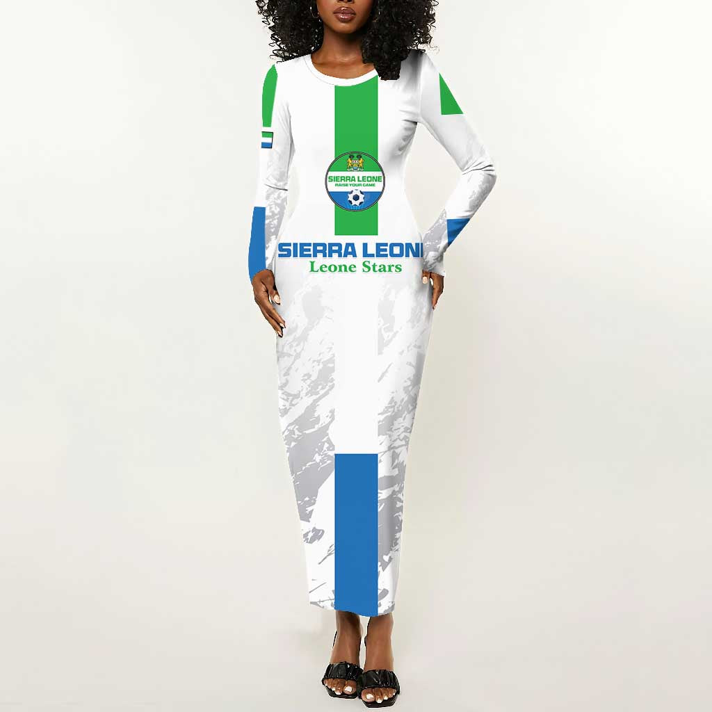 Custom Sierra Leone Football Long Sleeve Bodycon Dress Grunge Style LT15