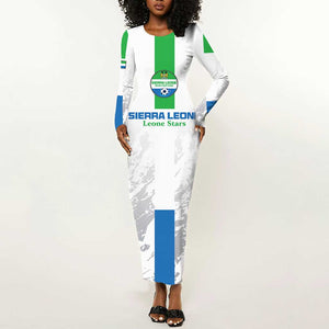 Custom Sierra Leone Football Long Sleeve Bodycon Dress Grunge Style