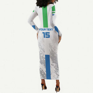 Custom Sierra Leone Football Long Sleeve Bodycon Dress Grunge Style