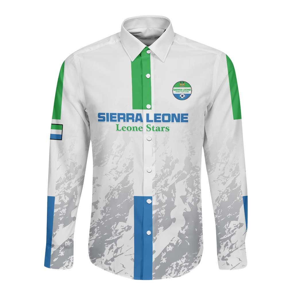 Custom Sierra Leone Football Long Sleeve Button Shirt Grunge Style