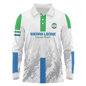 Custom Sierra Leone Football Long Sleeve Polo Shirt Grunge Style