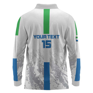 Custom Sierra Leone Football Long Sleeve Polo Shirt Grunge Style