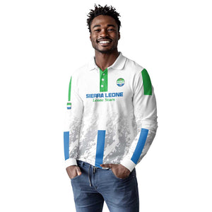 Custom Sierra Leone Football Long Sleeve Polo Shirt Grunge Style