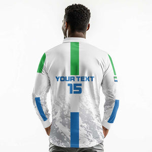 Custom Sierra Leone Football Long Sleeve Polo Shirt Grunge Style