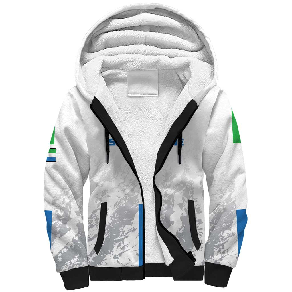 Custom Sierra Leone Football Sherpa Hoodie Grunge Style