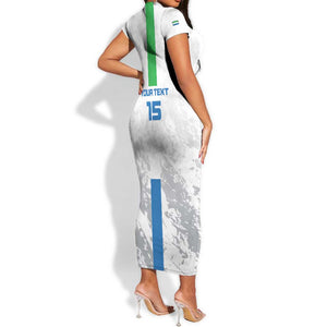 Custom Sierra Leone Football Short Sleeve Bodycon Dress Grunge Style