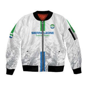 Custom Sierra Leone Football Sleeve Zip Bomber Jacket Grunge Style