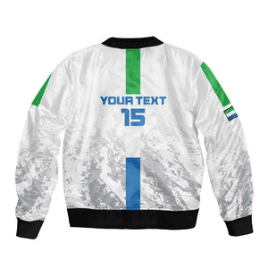 Custom Sierra Leone Football Sleeve Zip Bomber Jacket Grunge Style