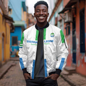 Custom Sierra Leone Football Sleeve Zip Bomber Jacket Grunge Style