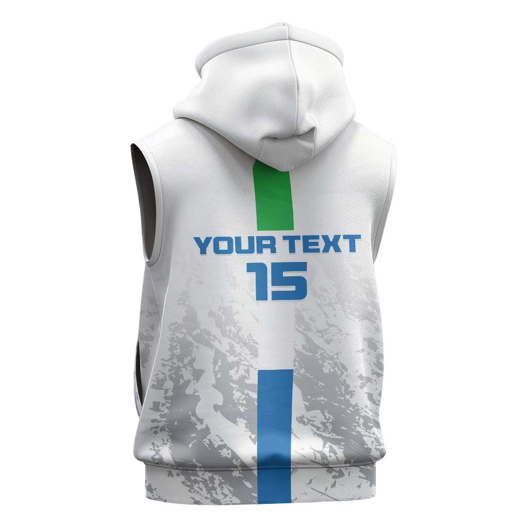 Custom Sierra Leone Football Sleeveless Hoodie Grunge Style - African Pride