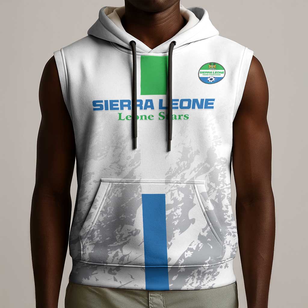Custom Sierra Leone Football Sleeveless Hoodie Grunge Style - African Pride