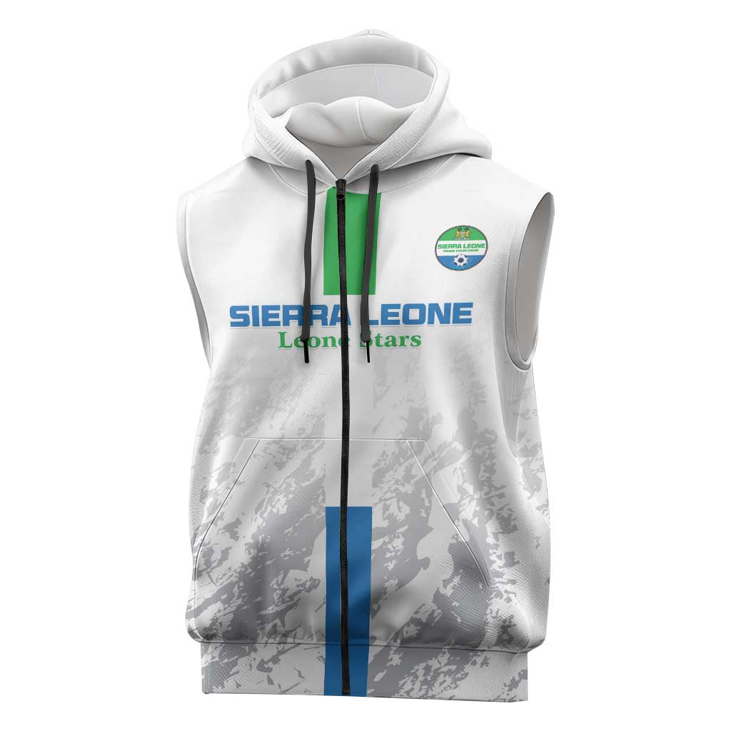 Custom Sierra Leone Football Sleeveless Zip Hoodie Grunge Style - African Pride