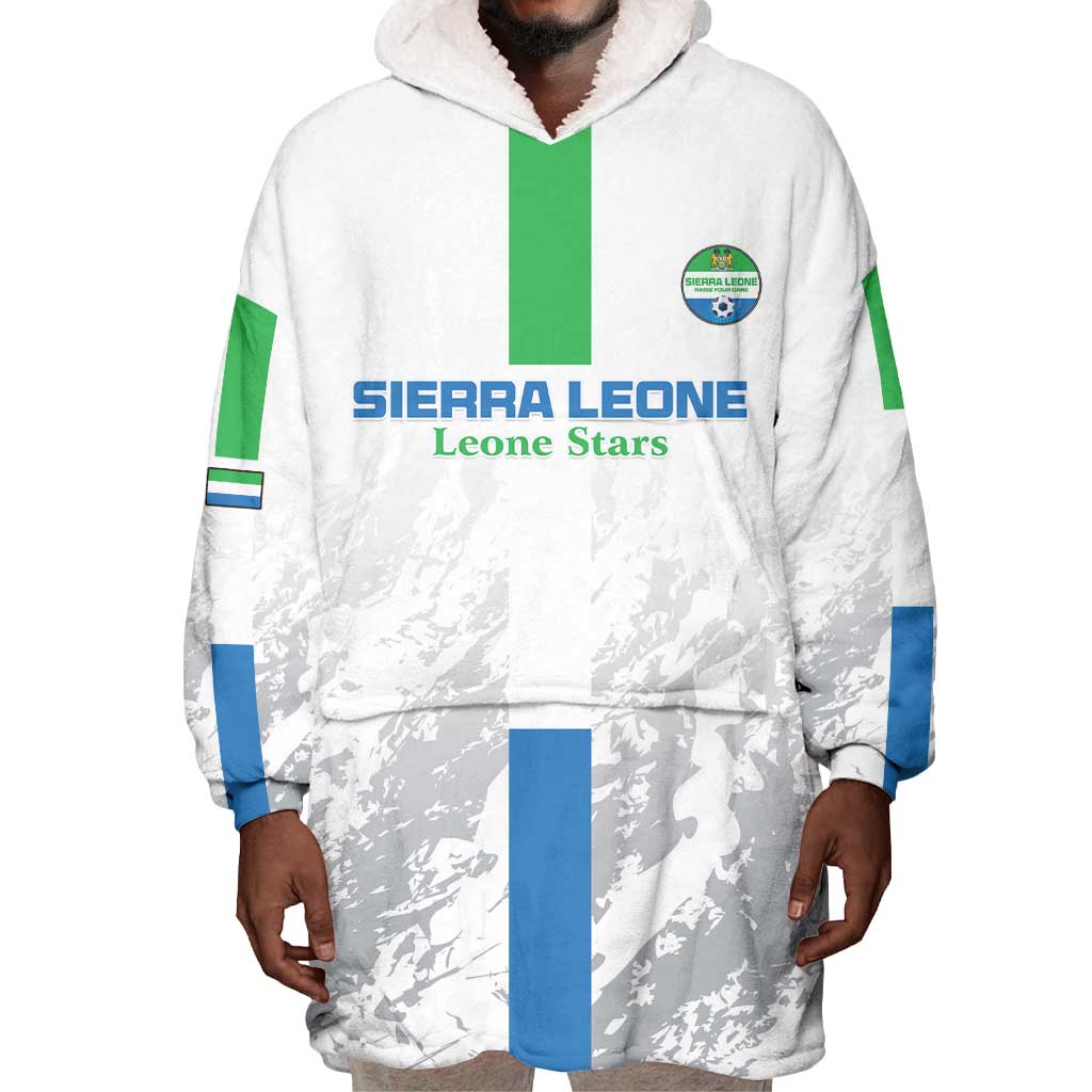 Custom Sierra Leone Football Wearable Blanket Hoodie Grunge Style