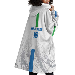 Custom Sierra Leone Football Wearable Blanket Hoodie Grunge Style