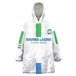 Custom Sierra Leone Football Wearable Blanket Hoodie Grunge Style