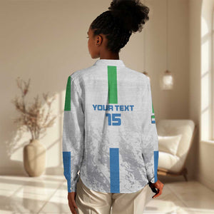 Custom Sierra Leone Football Women Casual Shirt Grunge Style