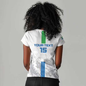 Custom Sierra Leone Football Women V-Neck T-Shirt Grunge Style