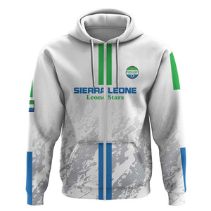 Custom Sierra Leone Football Zip Hoodie Grunge Style