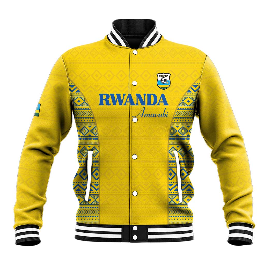 Rwanda Football Custom Baseball Jacket Stand With Amavubi - Yellow - African Pride