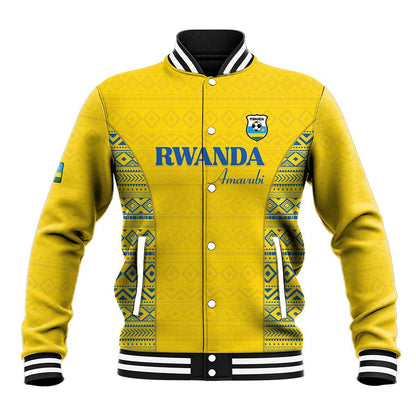 Rwanda Football Custom Baseball Jacket Stand With Amavubi - Yellow - African Pride
