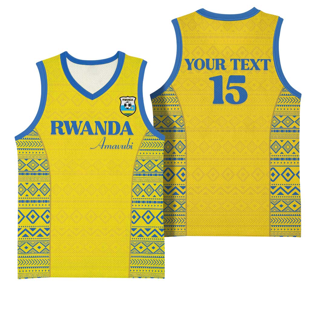 Rwanda Football Custom Basketball Jersey Stand With Amavubi - Yellow - African Pride