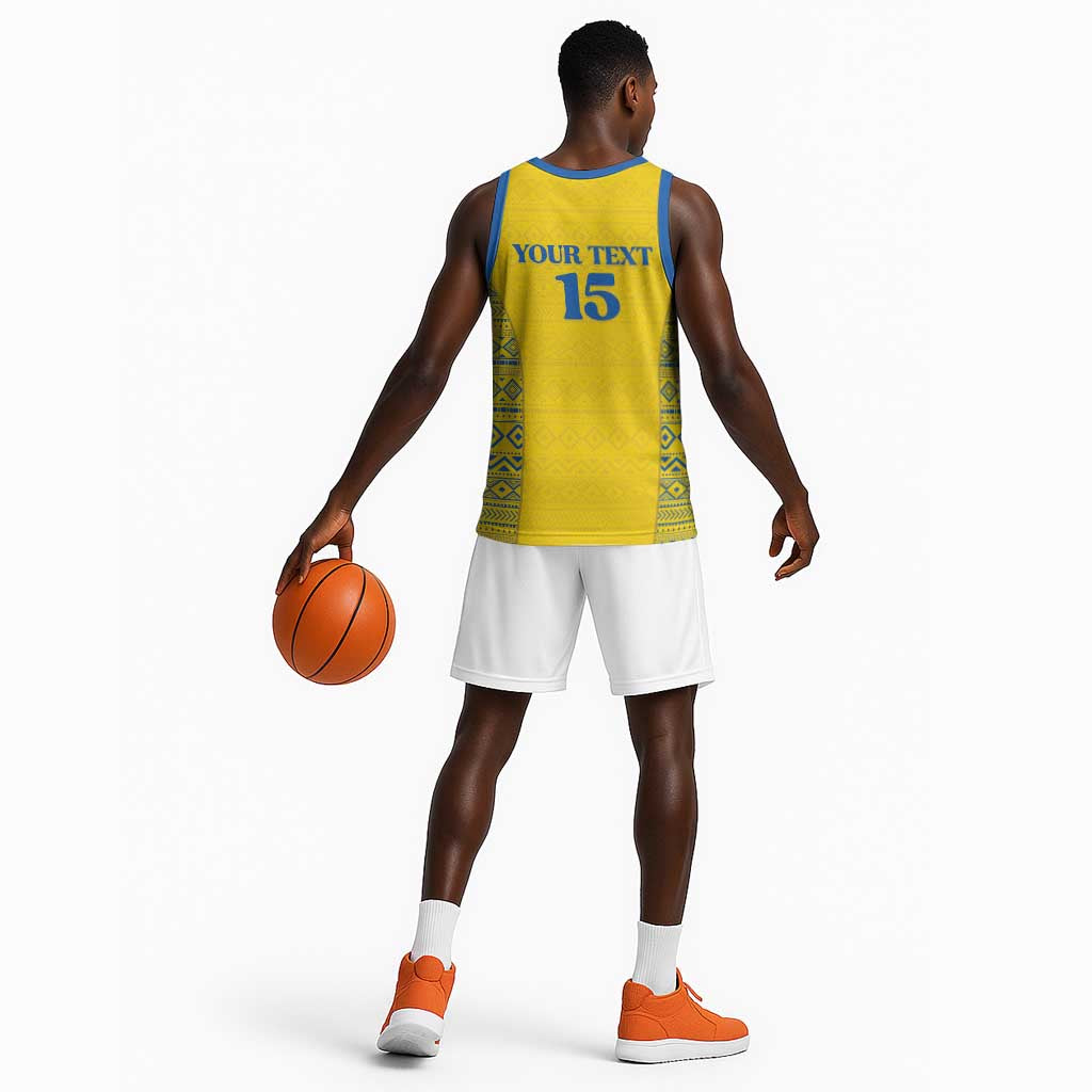Rwanda Football Custom Basketball Jersey Stand With Amavubi - Yellow - African Pride