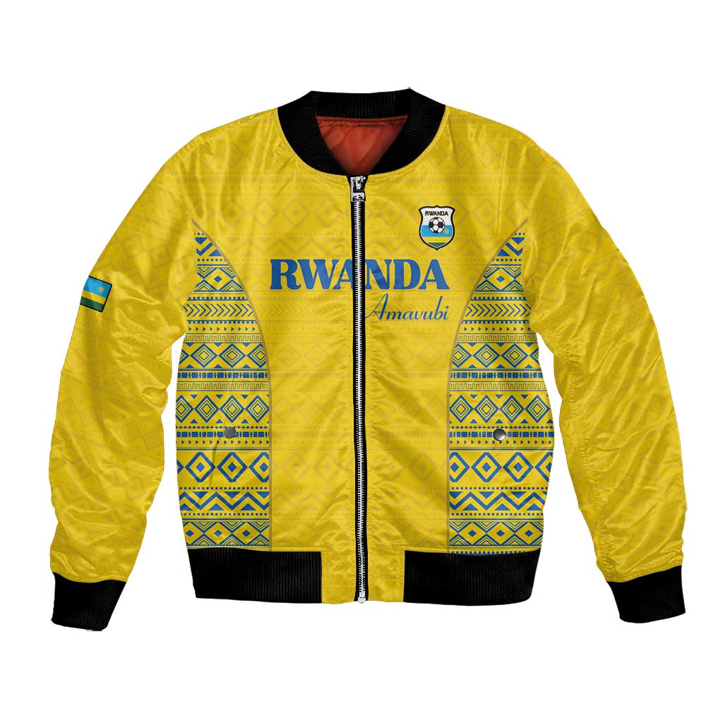 Rwanda Football Custom Bomber Jacket Stand With Amavubi - Yellow - African Pride