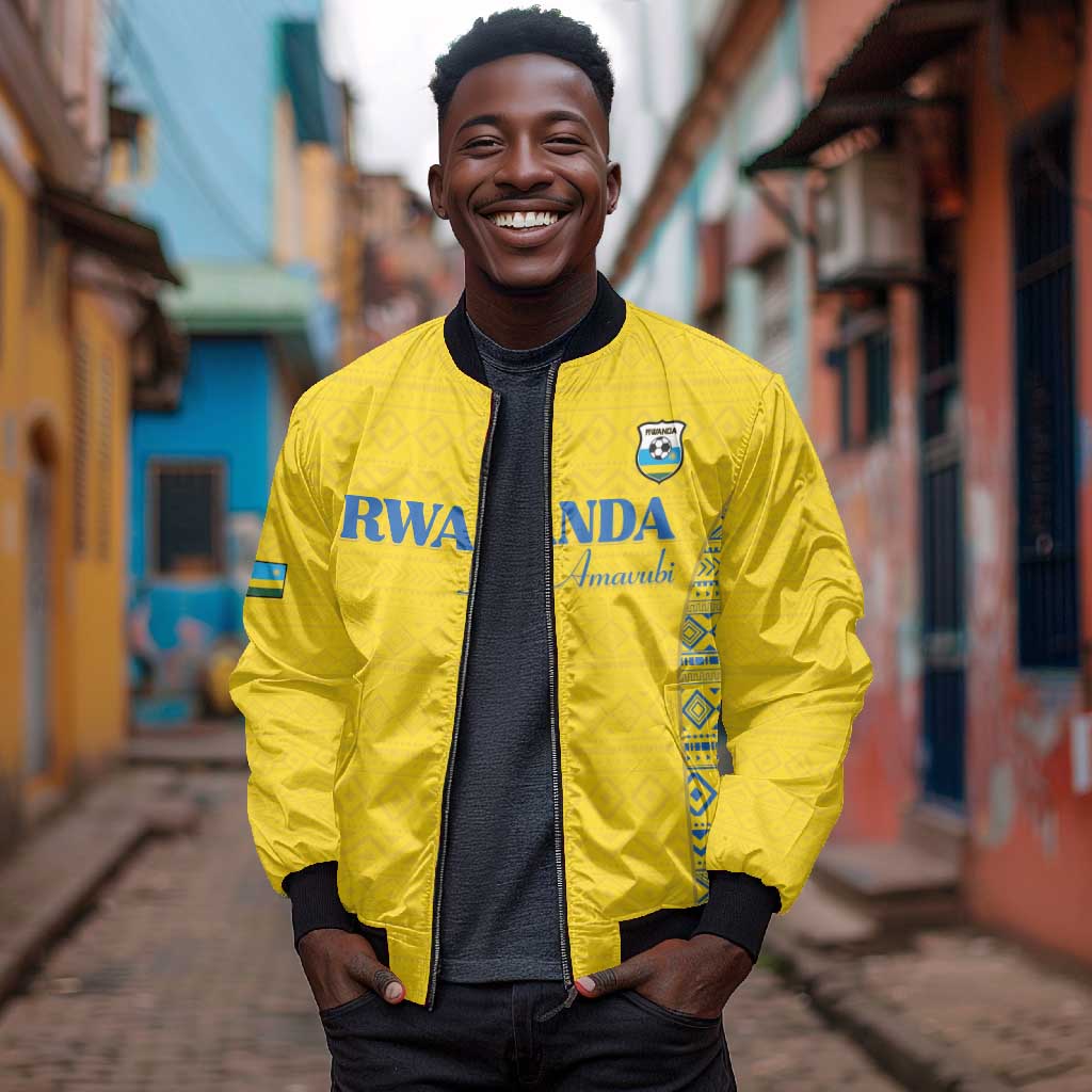 Rwanda Football Custom Bomber Jacket Stand With Amavubi - Yellow - African Pride