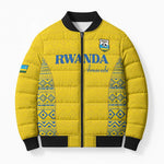 Rwanda Football Custom Bomber Puffer Jacket Stand With Amavubi - Yellow - African Pride