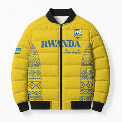 Rwanda Football Custom Bomber Puffer Jacket Stand With Amavubi - Yellow - African Pride