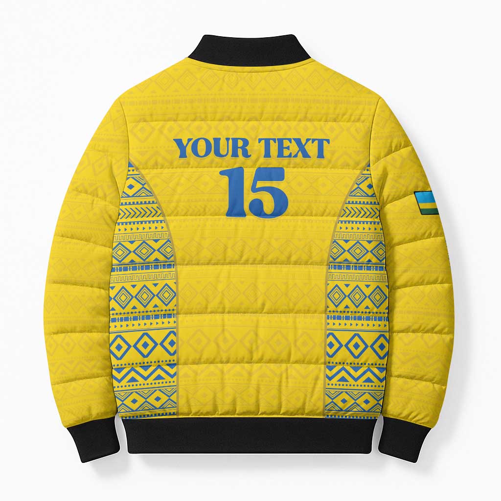 Rwanda Football Custom Bomber Puffer Jacket Stand With Amavubi - Yellow - African Pride
