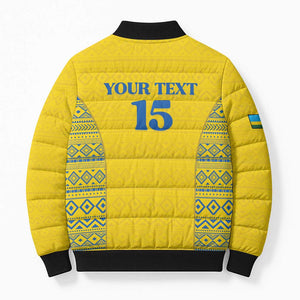 Rwanda Football Custom Bomber Puffer Jacket Stand With Amavubi - Yellow - African Pride